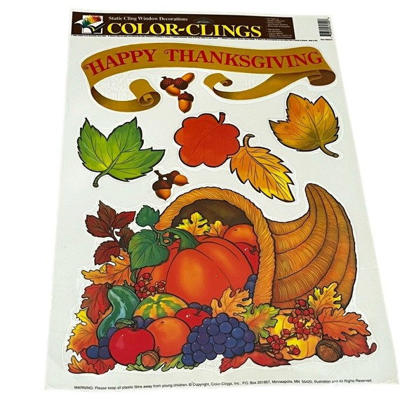 Vintage Thanksgiving Window Clings 5 Sheets - Picture 5 of 6